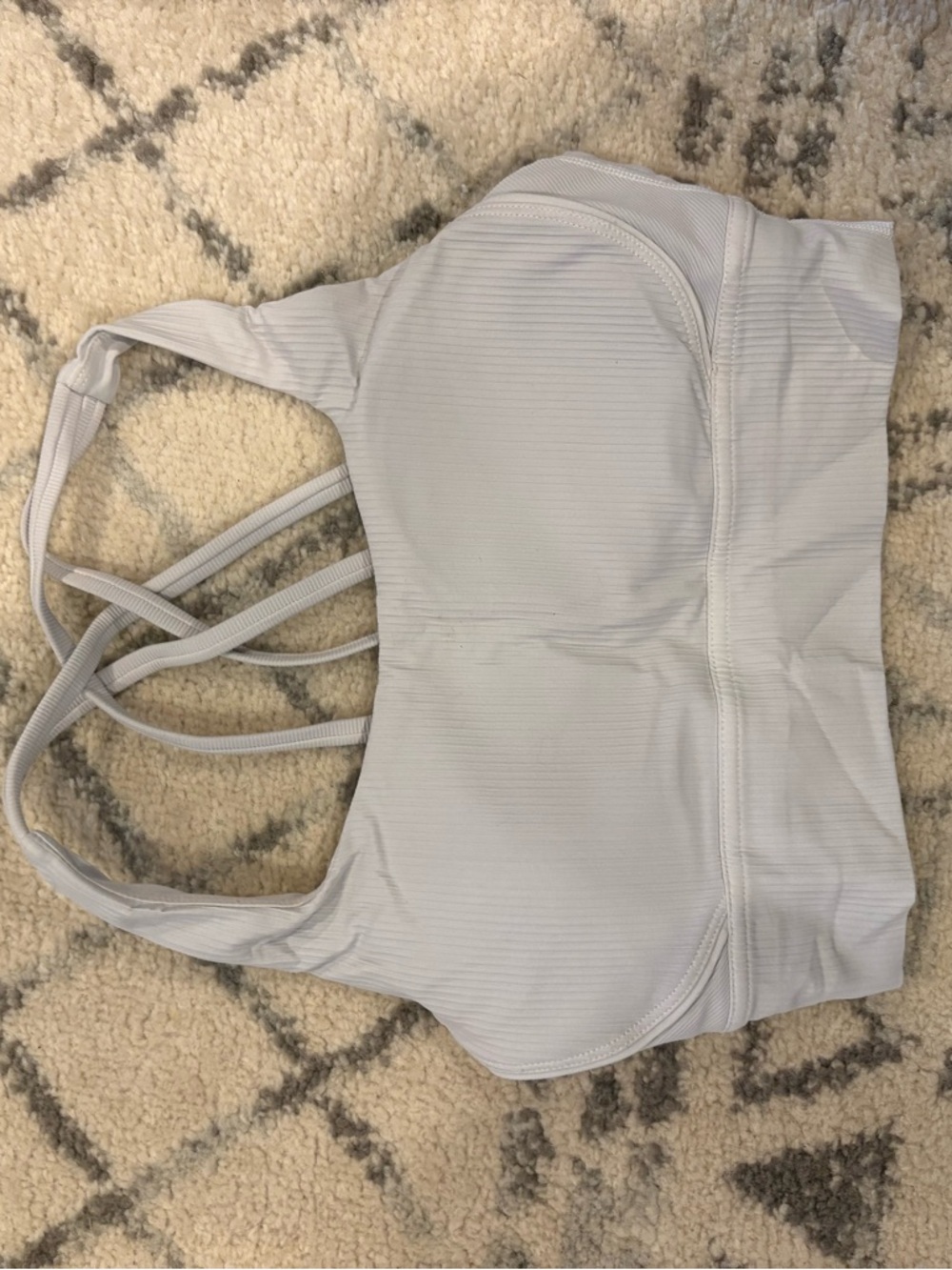 Nautica Light Gray Ribbed Strappy Longline Sports Bra